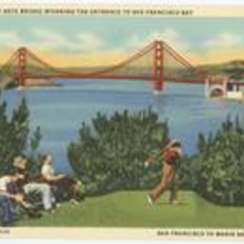 [The Golden Gate Bridge spanning the entrance to San Francisco Bay. San Francisco to Marin Shore, Calif.]