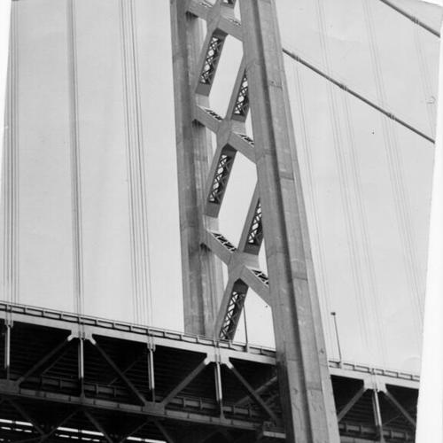 [View of one of Bay Bridge suspension towers]
