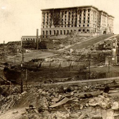 [Fairmont Hotel looking from Jackson and Mason streets]