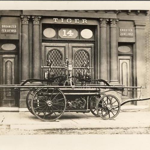 [Fire Engine No. 14 in front of the firehouse]