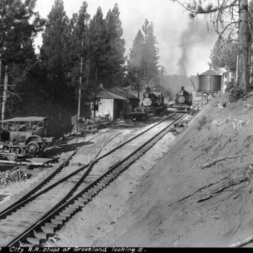 [Hetch Hetchy Railroad: City R.R. Shops at Groveland looking South]