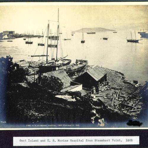Goat Island and U. S. Marine Hospital from Steamboat Point. 1865