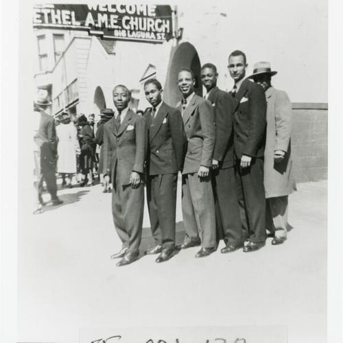 [The boys choir at Bethel A.M.E. Church on Laguna Street in 1948]