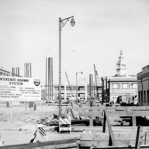 [Construction on the Golden Gateway across from the Ferry Building]