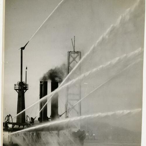San Francisco Fire Department fireboat "Dennis T. Sullivan" spraying water