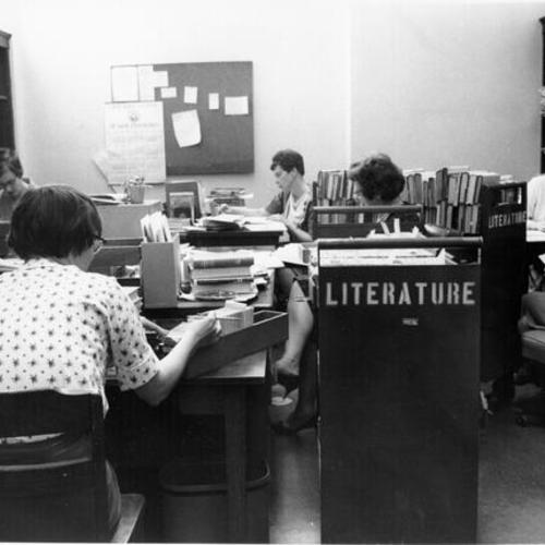 [Staff working in the Literature Department at the Main Library]