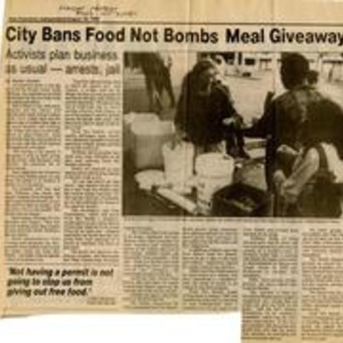 City Bans Food Not Bombs Meal Giveaways, San Francisco Independent, August 14 1990