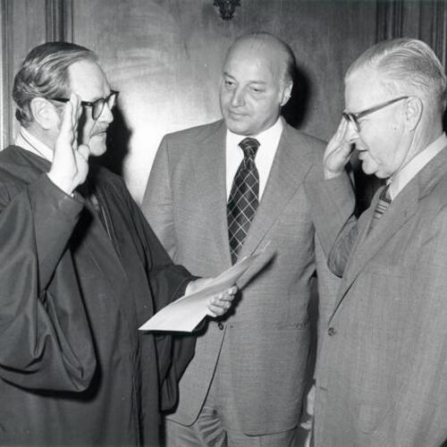 [Joseph Alioto at the swearing in of Everett Walsh to the Board of Permit Appeals]