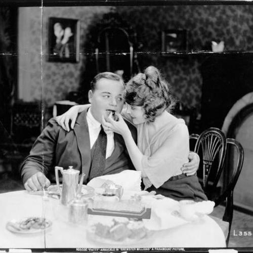 [Publicity still of Roscoe "Fatty" Arbuckle and Betty Ross Clark from the feature "Brewster's Millions"]