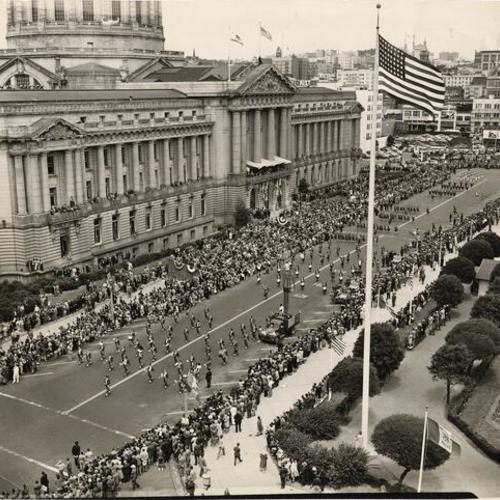 [Parade in front of City Hall]