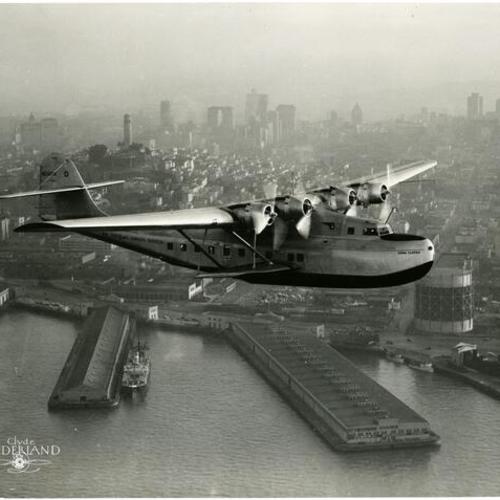[Pan American Airways China Clipper flying over San Francisco]