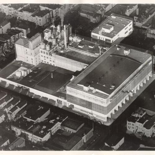 [Aerial view of the California Brewing Company]