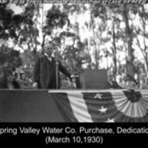 Spring Valley Water Company purchase dedication at Lake Merced (March 10, 1930)