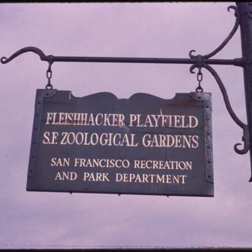 Fleishhacker Playfield and San Francisco Zoological Gardens sign