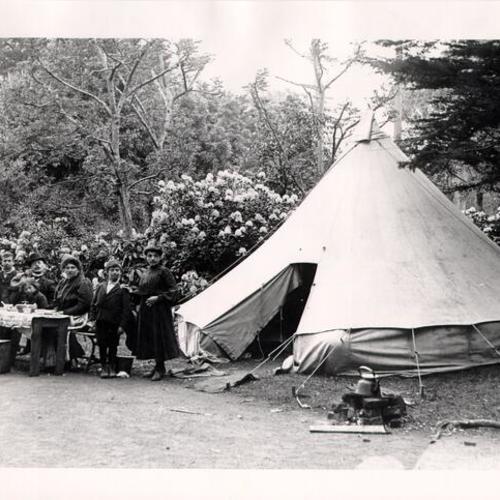 [Refugee tent in Golden Gate Park]
