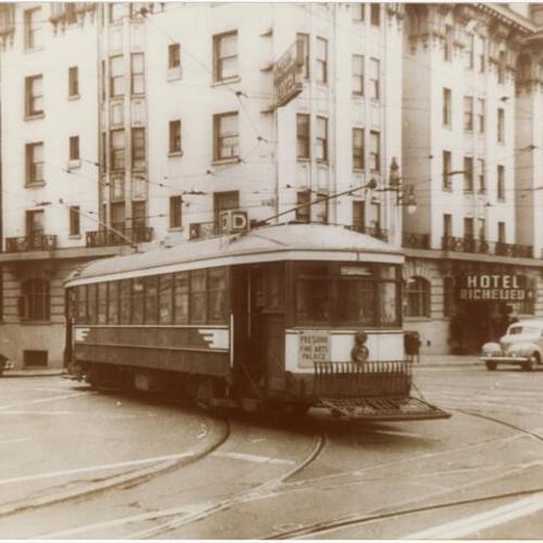 [Streetcar in front of Richelieu Hotel]