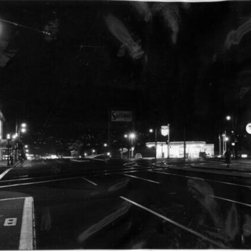 [Intersection of Market Street and Duboce Avenue at night]