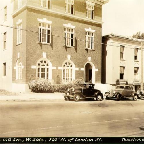 [Telephone building on west side of 19th Avenue, 200 feet north of Lawton Street]