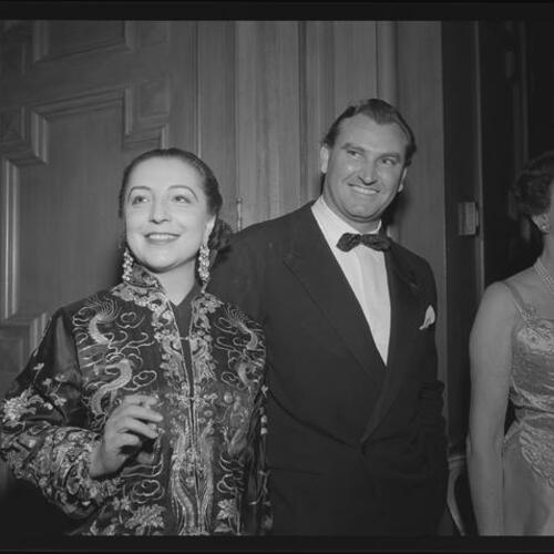 Lewis party for opera stars at Mark Hopkins Hotel with Nicola Rossi-Lemeni (center)