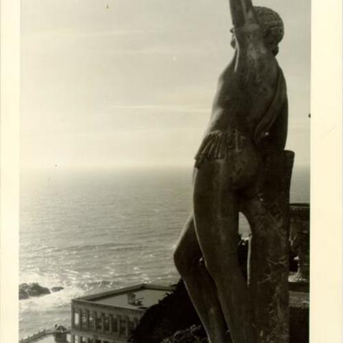 [Statue overlooking the Cliff House at Sutro Heights]