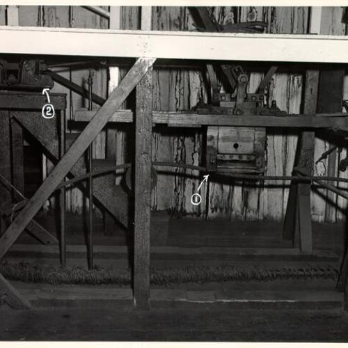 [Interior of cable car barn at Washington and Mason streets]