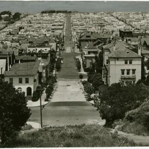 [View of the Marina District from the top of Broderick Street]
