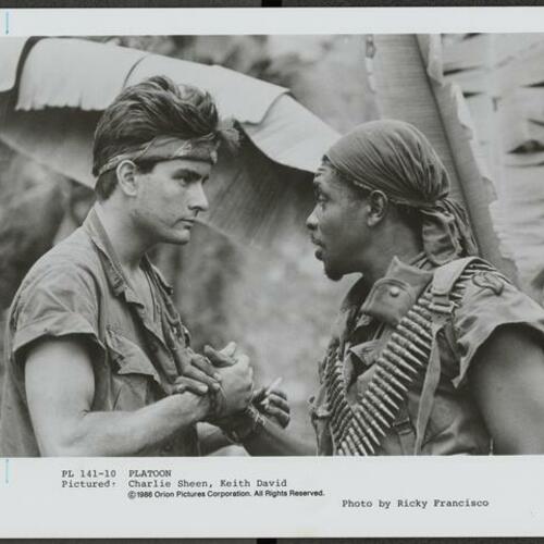 Charlie Sheen and Keith David in Platoon