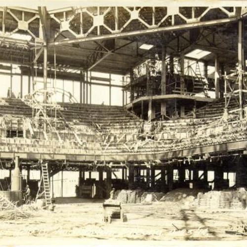 [Construction of San Francisco Civic Auditorium - east half of auditorium balcony]