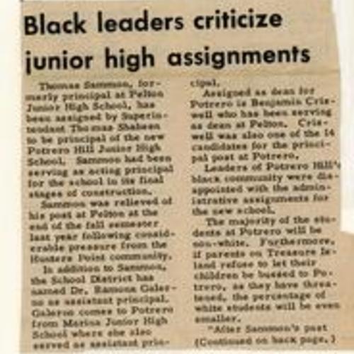 Black Leaders Criticize..., Potrero View, Sep. 1971, 1 of 2