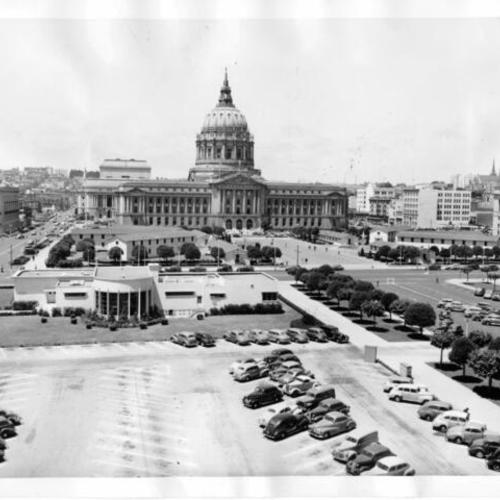 [Civic Center, showing temporary barracks, Hospitality House, July 26, 1946]