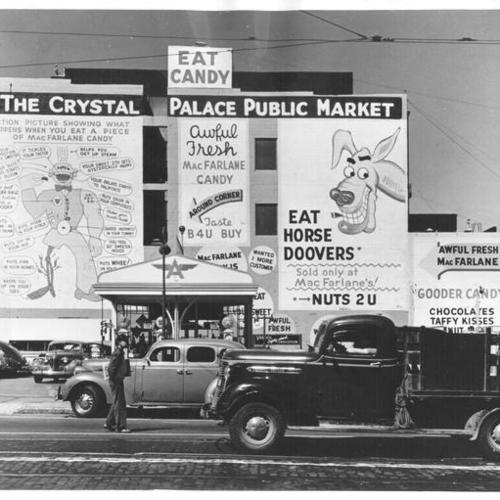 [Advertisements on the side of the Crystal Palace Market]