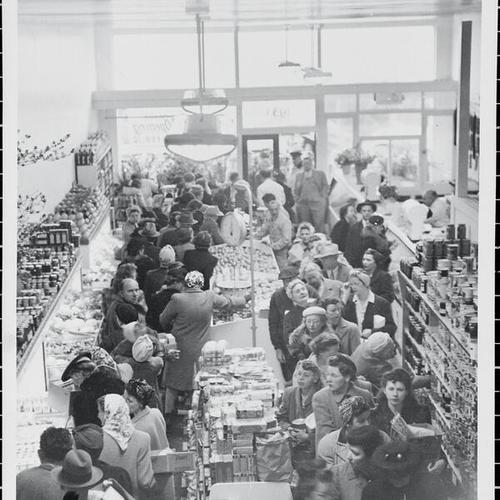 [Grand opening and interior of Bowcock's Market]