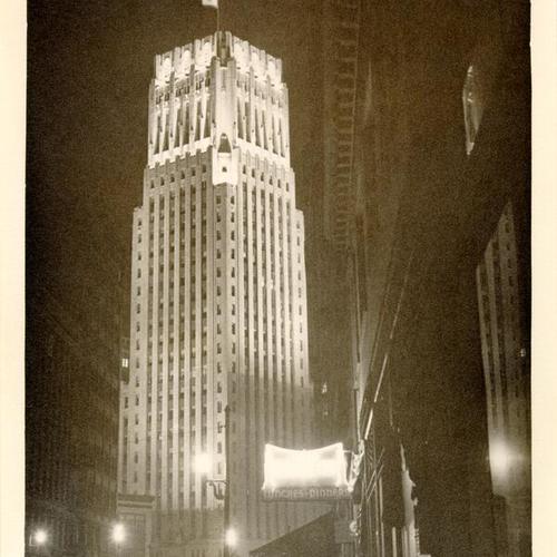 [Shell Oil Building at night]