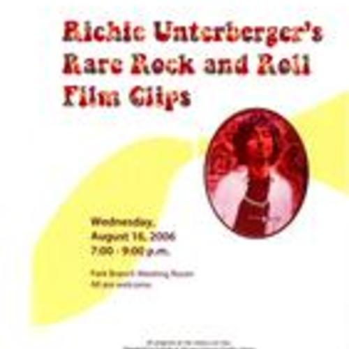 Richie Unterberger's Rare Rock and Roll Film Clips, Poster, August 2006, Park Branch