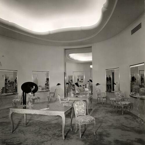 [Oval Millinery salon in San Francisco's I. Magnin and Co. store]
