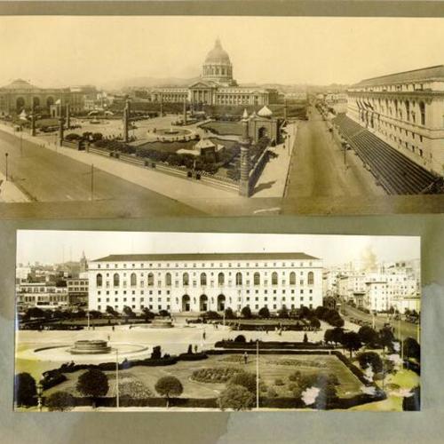 [Two photographs of the Civic Center Plaza on one page]