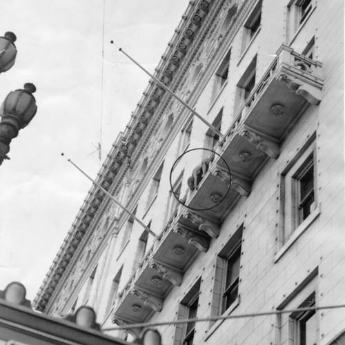 [Scene of where Virginia Hepburn jumped from the Whitcomb Hotel]