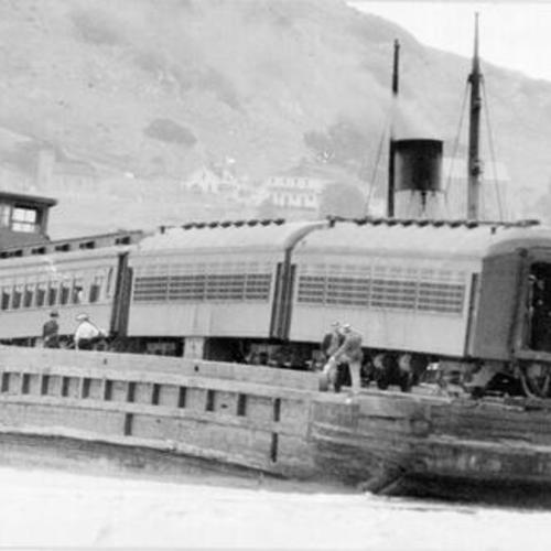 [Alcatraz Island prison train enroute from Tiburon]