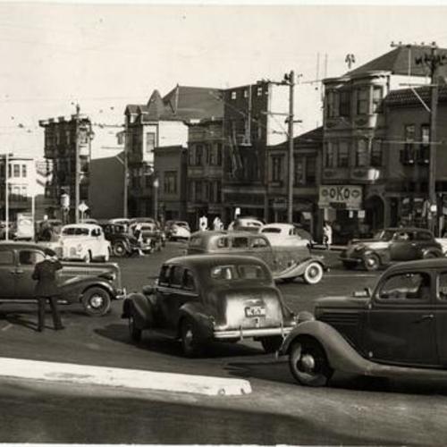 [Intersection of Market Street at 17th and Castro Streets at the entrance of the Twin Peaks tunnel]
