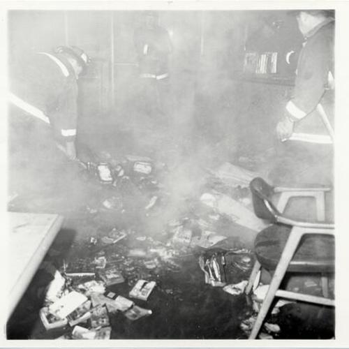 [Firemen extinguishing fire at Ortega Branch Library]