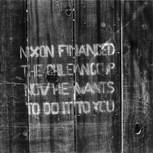 [Anti-Nixon graffiti on a fence on Hayes Street, near Ashbury]