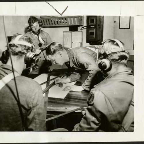 [Coast Artillery experts in the plotting room at Fort Winfield Scott, Presidio]