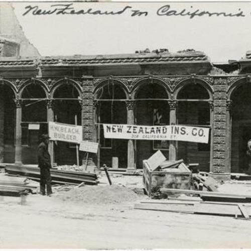 [Reconstruction of the New Zealand Insurance Company building at 312 California Street]