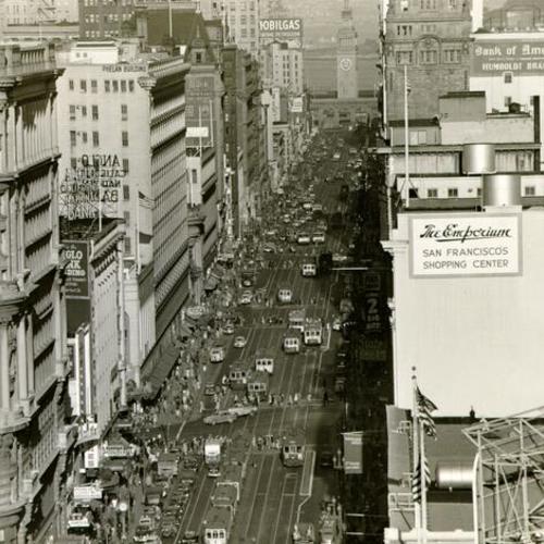 [Aerial view of Market Street looking toward the Ferry Building]