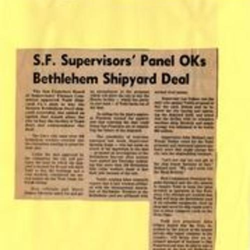S.F. Supervisors' Panel OKs Bethlehem Shipyard Deal, September 1982
