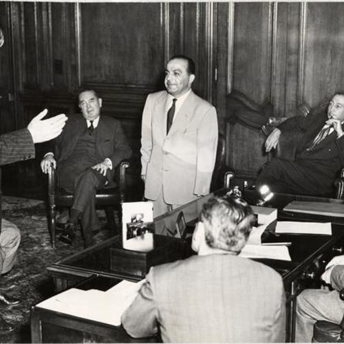 [Board of Directors of the San Francisco Opera House meeting with Acting Mayor George Christopher in his office]
