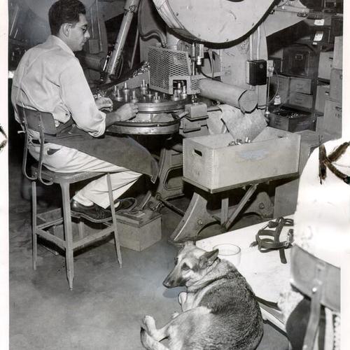 [Schlage Lock Company employee Guadalupe Vidaurri and his guide dog Valla]