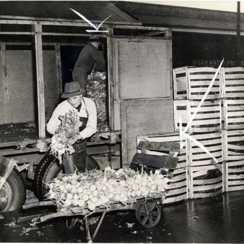 [Delivery being made to a produce market on Washington Street]