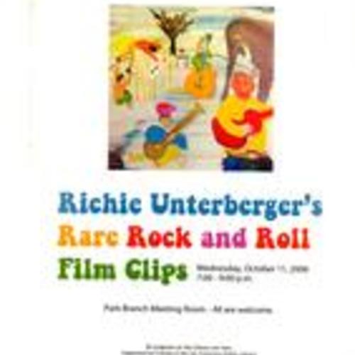 Richie Unterberger's Rare Rock and Roll Film Clips, Poster, October 2006, Park Branch