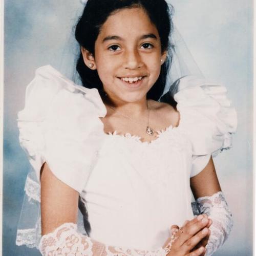 [Portrait of young woman for her first communion at St. John's Church]